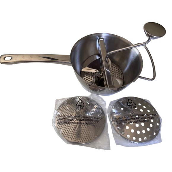 Stainless Steel Food Mill 3 Interchangeable Discs For Sauces Purees Baby Food - Picture 1 of 8